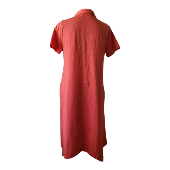 💕Soft Surroundings Womens Sz M Sunset Coral Artsy Button Down Danielle CottDre - Picture 4 of 7